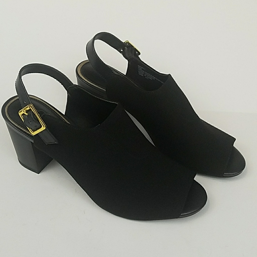 Chaps Black Sling Back Peep Toe Mule Booties 10 B